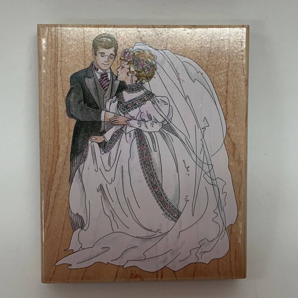 Stamps Happen Rubber Stamp Bride‎ and Groom Wedding 90038 5 3/8" x 4 3/8"